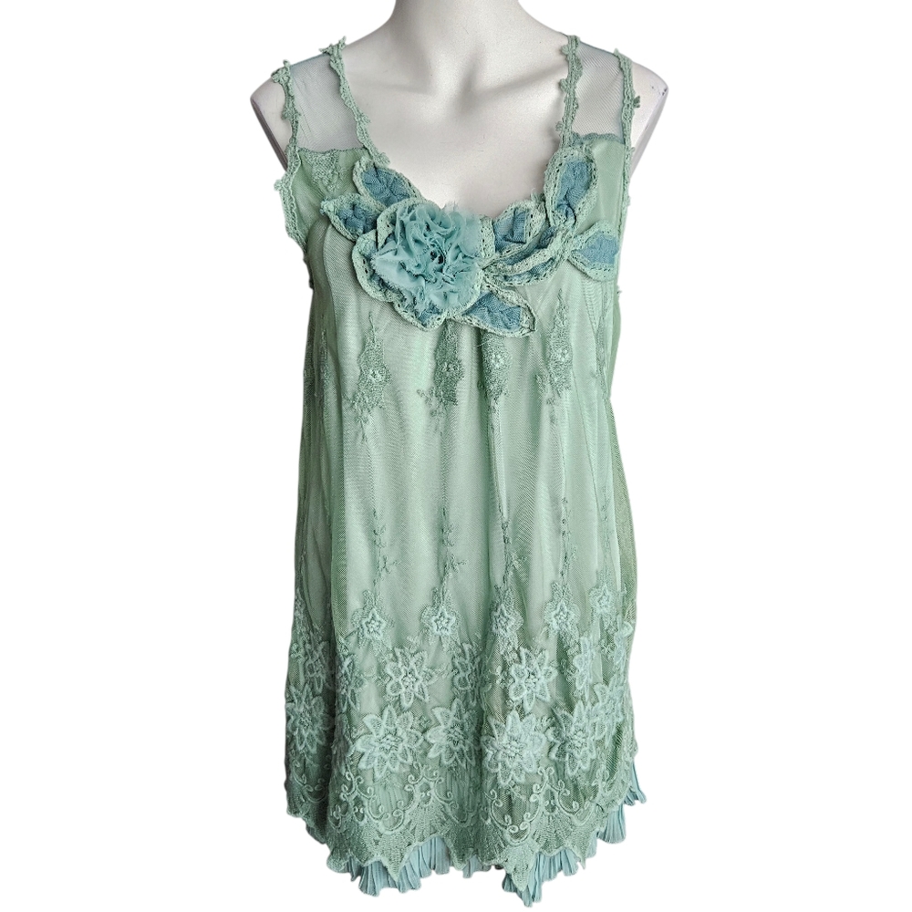 Pretty Angel Mint Green Lace Appliqué Mini Dress